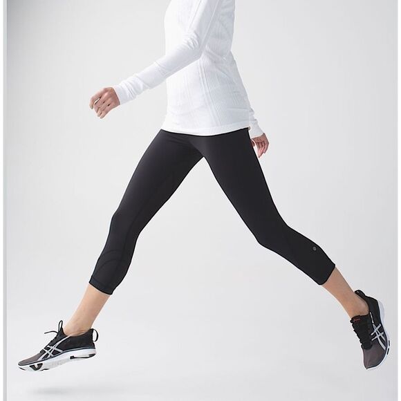 Lululemon Inspire Crop Luxtreme Leggings Run Training Black Pant Size 6 - Picture 1 of 15